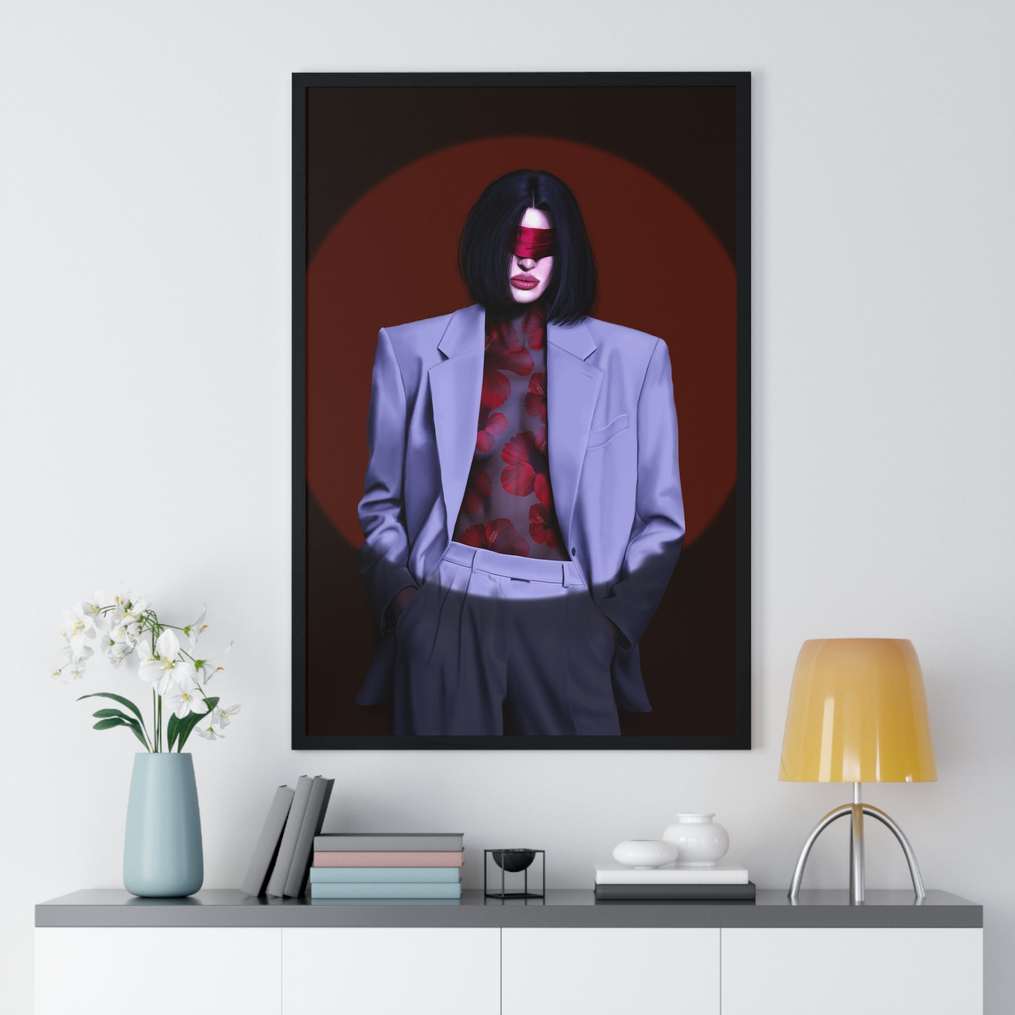 Vertical Framed Poster | The Scarlet Mask & The Roses [with the shadow]